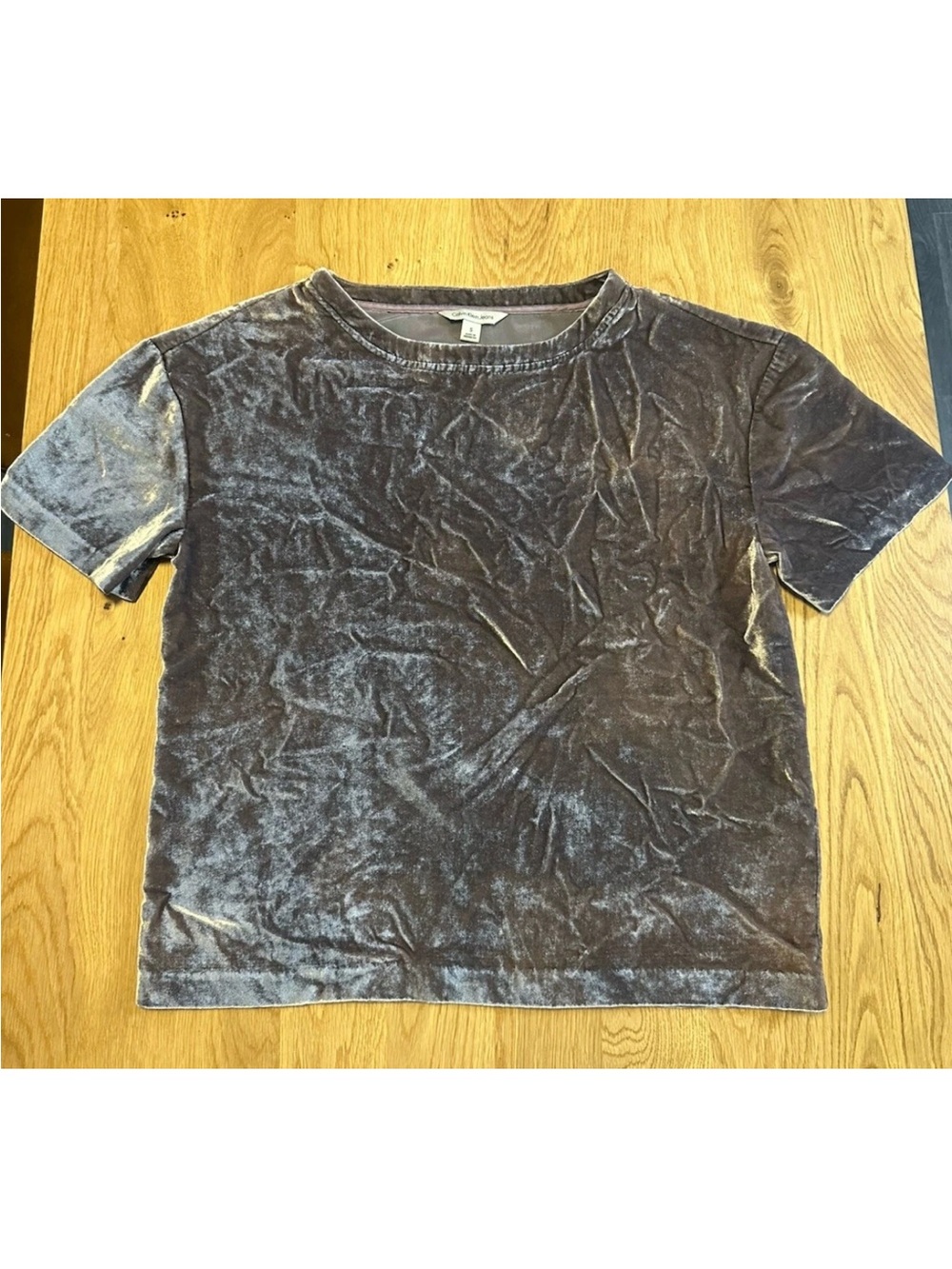 Calvin Klein Jeans Gray/Pink Velvet Round Neck Pullover Short Sleeve T-Shirt S